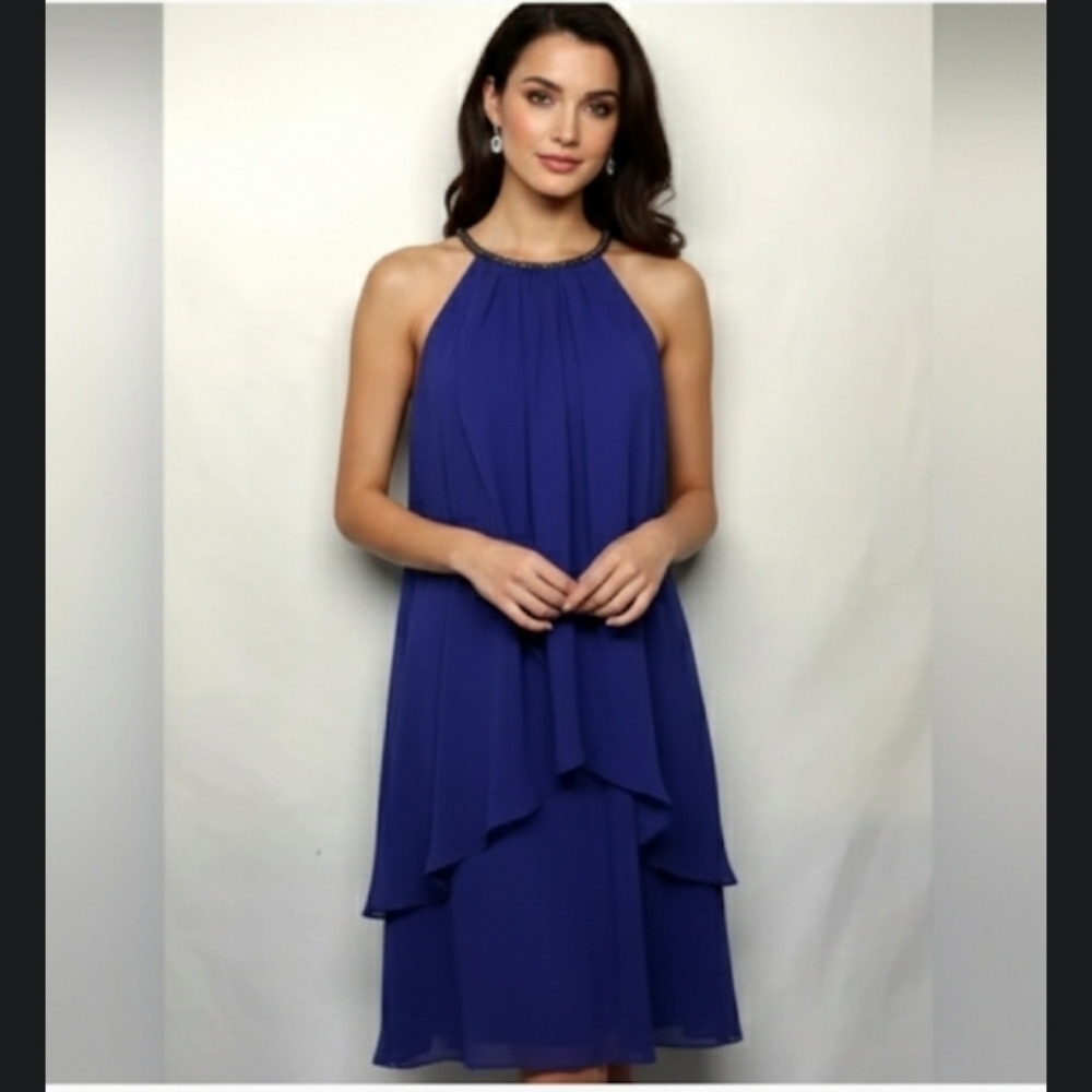 Elegant Blue Halter Dress size 10